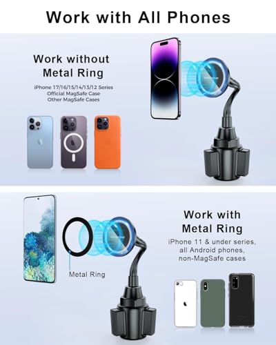 SUPERONE Magsafe Cup Holder Phone Mount, Universal Cup Phone Holder for Car
