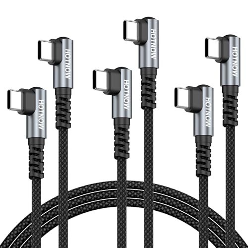 Right Angle USB C to USB C Cable 6FT 3Pack 65w 90 Degree USB c - color: Black and Grey, size: 6FT