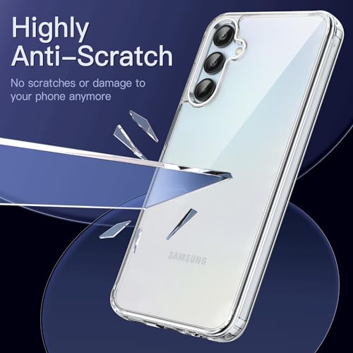 JETech Case for Samsung Galaxy A15, Anti-Yellowing, Clear | Shockproof Protection, Scratch Resistant Hard PC Back, Durable Transparent TPU Bumper - color: Clear, size: Galaxy A15