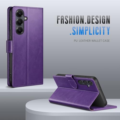 Wallet Case for Samsung Galaxy S25 Plus, Purple | RFID-Blocking Card Holder, Kickstand, Magnetic Closure, PU Leather Folio Flip Cover, Protective Women Men Cases - color: Purple, size: Samsung Galaxy S25 Plus