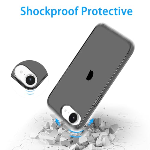 JJGoo for iPhone 17e Case for iPhone 16e Case Clear, Soft Transparent Shockproof Protective Slim Thin Phone Case Cover for 16e / 17e - color: Black