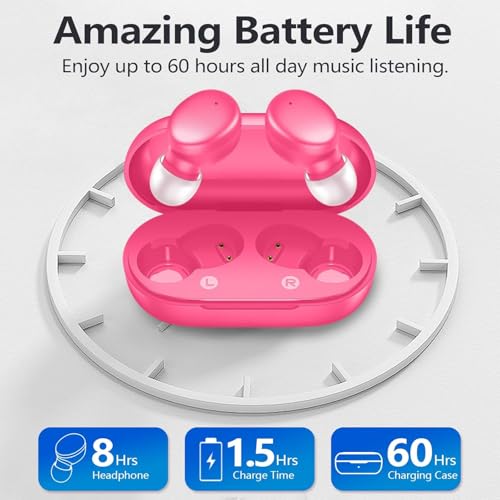 MOZOTER Mini Wireless Earbuds Bluetooth 5.3 in Ear Headphones Headsets - color: Barbie Pink