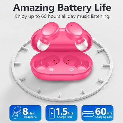 MOZOTER Mini Wireless Earbuds Bluetooth 5.3 in Ear Headphones Headsets - color: Barbie Pink