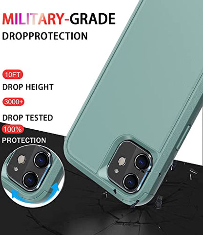 Diverbox for iPhone 11 Case [Shockproof] [Dropproof] [Tempered Glass Screen Protector],Heavy Duty Protection Phone Case Cover for Apple iPhone 11 (Pine Green-3in1) - color: Pine Green-3in1