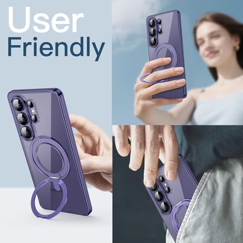 JETech Rotatable Ring Stand Case for Samsung Galaxy S26 Ultra, Heron Purple | Compatible with MagSafe, Clear Back, Stand & Ring Holder, Shockproof Protection - color: Heron Purple, size: Galaxy S26 Ultra