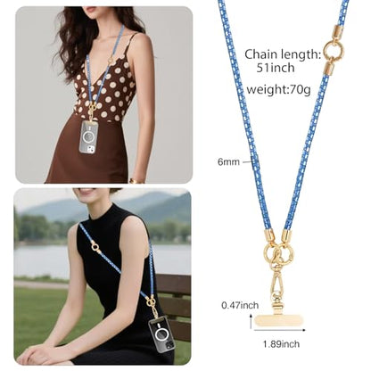 Crystal Phone Lanyard Crossbody Adjustable Rhinestone Anti-Theft Phone Strap Crossbody Cell Phone Neck Strap for Women - color: Blue