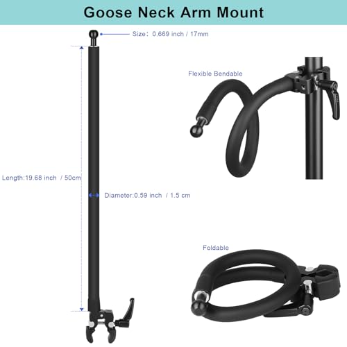 Mippko Gooseneck Phone Holder for Mic Stand/Music Stand/Stroller/Treadmill/Spin Bike/Exercise Bicycle,50 cm Long Flexible Gooseneck Arm Super Crab Clamp Mount,Compatible with 3.5~7.5" iPhone Devices