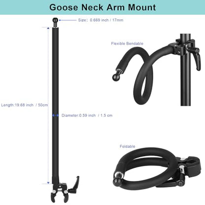 Mippko Gooseneck Phone Holder for Mic Stand/Music Stand/Stroller/Treadmill/Spin Bike/Exercise Bicycle,50 cm Long Flexible Gooseneck Arm Super Crab Clamp Mount,Compatible with 3.5~7.5" iPhone Devices