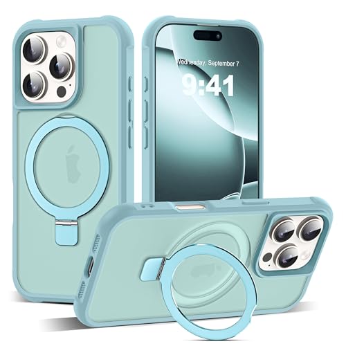 SKYLMW Compatible with iPhone 16 Pro Case with Stand,Blue | iPhone 16 Pro Phone Case 6.3",Magnetic Ring Stand,Compatible with MagSafe,Military-Grade Protection,Great Grip Feeling - color: Blue, size: Iphone 16 Pro