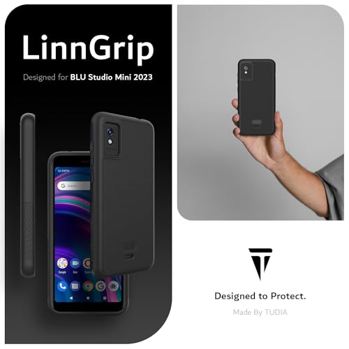 TUDIA LinnGrip Compatible with BLU Studio Mini (2023) Phone Case, [Enhanced Grip] Ultra Slim Fit Shockproof Matte TPU Soft Protective Phone Case Cover (Black) - color: Black