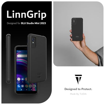TUDIA LinnGrip Compatible with BLU Studio Mini (2023) Phone Case, [Enhanced Grip] Ultra Slim Fit Shockproof Matte TPU Soft Protective Phone Case Cover (Black) - color: Black