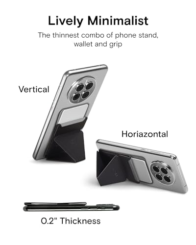 MOFT Phone Stand, Adhesive Card Holder Fits 2-3 Cards, Slim & Portable Phone Wallet, 2 Viewing Angles, RFID Blocking, Compatible with iPhone, Galaxy and Most Smartphones-Jet Black - color: Jet Black