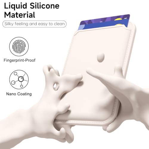 LoeoeL Magnetic Phone Wallet Compatible with Magsafe Wallet, Silicone ID Credit Card Holder Wallets for Back of Phone Pocket, Slim Thin Pouch Sleeve Wallets for iPhone Samsung, Beige Stone - color: Beige