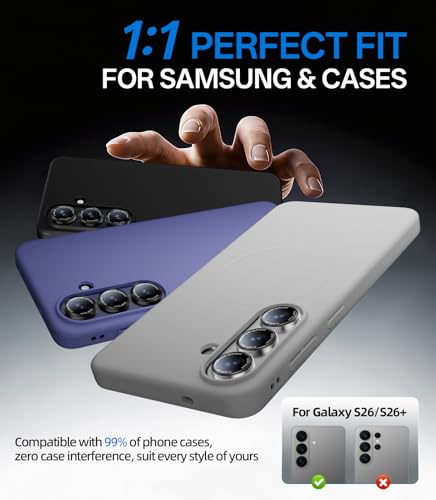 HelloDeere for Samsung Galaxy S26/S26 Plus Camera Lens Protector, Military-Grade 9H+ Tempered Glass AR Optical Tech HD Anti-Glare Anti-Scratch Metal Individual Ring Easy Install Case Friendly, Silver - color: S26/S26 Plus(Silver)