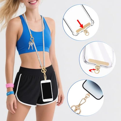 ABJFJE Crystal Phone Lanyard Crossbody & Wrist Strap Phone Strap Crossbody & Wrist Lanyard Anti Theft Phone Strap for Women - color: White 1
