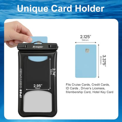 Waterproof Phone Pouch Floating 2 Pack, IP68 Waterproof Phone Case with Lanyard for iPhone 17 16 15 Pro Max, Galaxy S26 Ultra, Touch Screen, Cell Phone Dry Bag for Beach Cruise Essentials, Up to 8.5" - color: Black + Pink