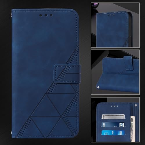 Faux Leather Flip Wallet Case for Motorola Moto G75, YBS Blue | Card Slots Storage, Magnetic Closure, Hands-Free Kickstand, RFID Blocking, Precise Cutouts - color: Blue
