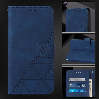 Faux Leather Flip Wallet Case for Motorola Moto G75, YBS Blue | Card Slots Storage, Magnetic Closure, Hands-Free Kickstand, RFID Blocking, Precise Cutouts - color: Blue