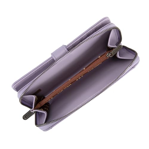 X Wrangler Women's Wallets Bifold Wristlet Wallets for Women Large Capacity Credit Card Wallet with ID Window - color: Purple