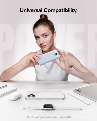 VEGER Portable Charger, 10000mAh Power Bank Built in Wall Plug and Cables - color: Grey