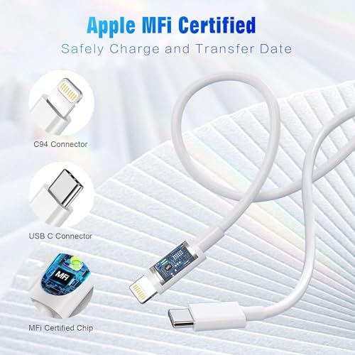 USB C to Lightning Cable 3FT 2Pack [Apple MFi Certified] Fast Charging - size: 3FT