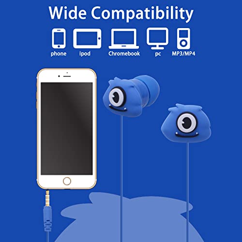 Kids Earbuds with Storage Case for Back to School, Earbuds for Kids - color: Blue