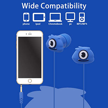 Kids Earbuds with Storage Case for Back to School, Earbuds for Kids - color: Blue