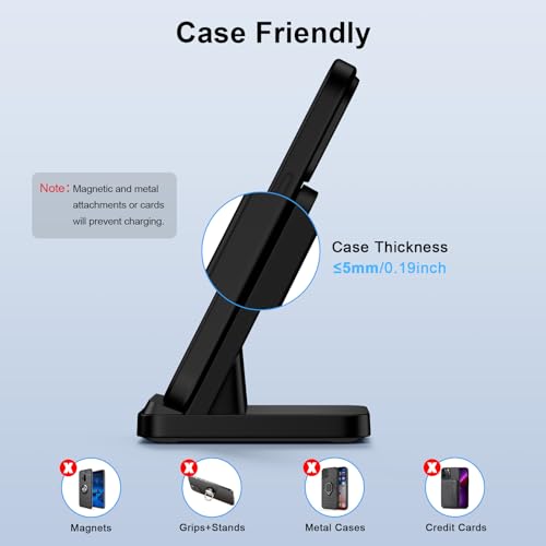 Wireless Charger Stand for Moto G Stylus 5G 2026/2025/2024, Moto Edge/Razr - color: Black