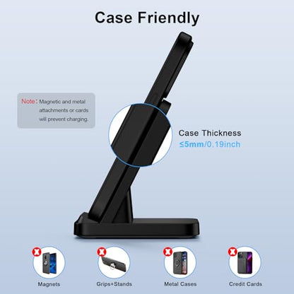 Wireless Charger Stand for Moto G Stylus 5G 2026/2025/2024, Moto Edge/Razr - color: Black