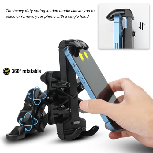 nibbi Motorocycle Phone Mount with Vibration Dampener,Ajustable Rear View Mirror Cell Phone Holder for Motorocyle Fit 4.7''-7.1'' Cell Phone - style: Rearview Mirror Mount