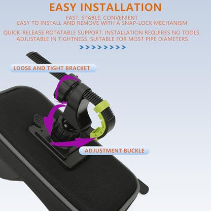 Bike Phone Mount with 360° Rotation, Waterproof Bicycle Phone Holder Bag with Touchscreen & Sun Visor, Handlebar Phone Mount Fits Up to 7" Phones for Cycling