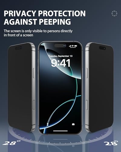 GIGIKISS Compatible for iPhone 17 Pro Max Privacy Screen Protector 6.9 inch, Anti Spy Anti Blue Light HD Tempered Glass Screen Protector Easy Installation, Case Friendly, 2 Pack Black - size: for iPhone 17ProMax 6.9 inch - Black