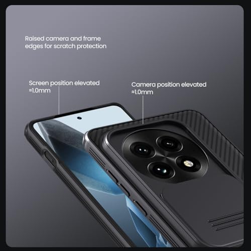 Mangix for OnePlus 13 Case with Camera Cover,Slim Fit Thin Polycarbonate Protective Shockproof Cover with Slide Camera Cover, Upgraded Case for OnePlus 13 (Black)