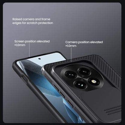 Mangix for OnePlus 13 Case with Camera Cover,Slim Fit Thin Polycarbonate Protective Shockproof Cover with Slide Camera Cover, Upgraded Case for OnePlus 13 (Black)