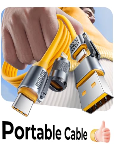 240W 4 in 1 USB C to Lightning Cable Combo, 5FT Super Fast Charging Cable - color: Yellow, size: 240W, style: Silicone Cable