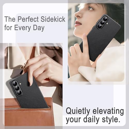 JETech Vegan Leather Case for Samsung Galaxy S26, Black | Compatible with MagSafe, Anti-Slip Grip Phone Cover, Metal Button, Soft Microfiber Lining - color: Black, size: Galaxy S26