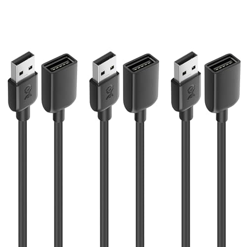 Cable Matters 3-Pack USB Extension Cable, USB Extender, 6ft, Black - size: 6 Feet, style: 3-Pack