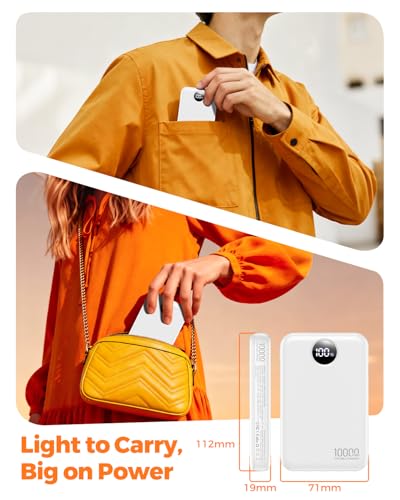 Portable Charger 10000mAh with 4 Built-in Cables 40% Smaller - color: Ivory