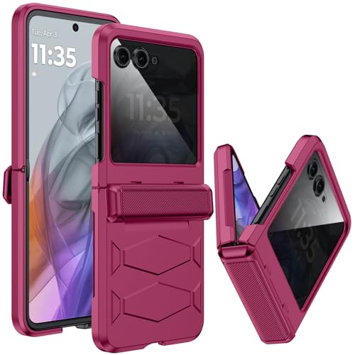 GooseBox for Motorola Razr 2026/Razr 2025 Case,Built-in Privacy Screen Protector&Hinge Protection Shockproof All-Inclusive Smartphone Cover for Motorola Razr 2026/Razr 2025/Razr 2024(Magenta) - color: Magenta ZJ&PSP, size: Razr 2026/2025/2024