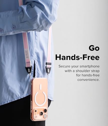 Ringke Phone Lanyard for iPhone 17 Pro Max and Most Smartphones [One-Touch Buckle] Shoulder Strap Adjustable Sturdy Universal Phone Crossbody Neck Lanyard for Travel Essentials - Stripe Pink - color: Stripe Pink