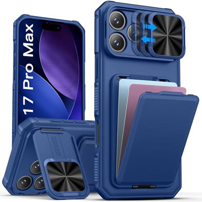 SSLOTSCASE for iPhone 17 Pro Max Case with Stand & Credit Card Holder, Blue - color: Blue, size: Iphone 17 Pro Max