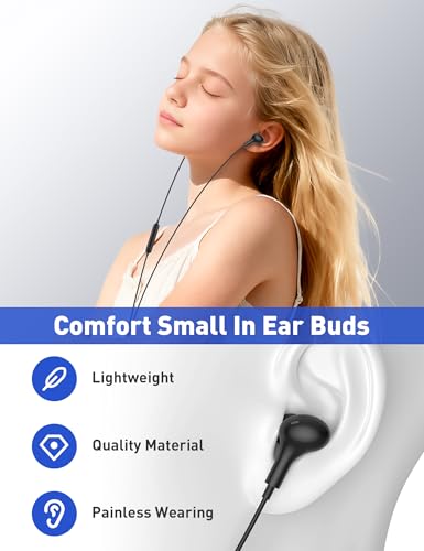 iMangoo Wired Earbuds 3.5mm Jack School Airplane Travel Headphones Black - color: Black
