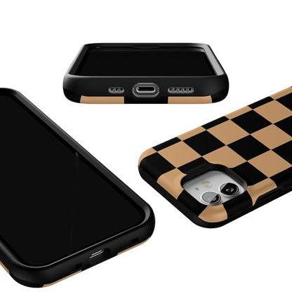 Casely iPhone 12 Mini Case | Fit Check | Black & Brown Checkerboard | Bold Protective Design | MagSafe Compatible Design - color: Fit Check | Black & Brown Checkerboard, size: Iphone 12 Mini