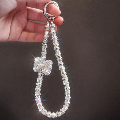 Luxury Diamond Phone Wrist Strap Phone Lanyard With Phone Tether Tab, Shiny Rhinestone Phone Chain Phone Charm Phone Strap Wrist Lanyard for Keys Bow keychain Wristlet Cell Phone Lanyards for Women