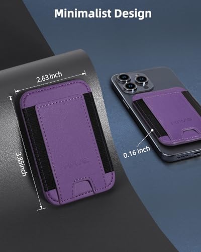 HiWe for MagSafe Wallet, 7 Cards Holder for Phone Case, RFID Blocking - color: Dark Purple Wallet & Black Band