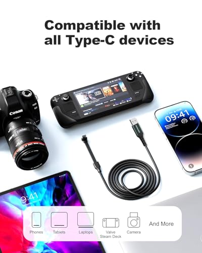 Flat Nylon Braided 90-Degree Right Angle USB A to USB C Cable - 6.6FT - size: 6.6FT, style: USB-A to USB-C