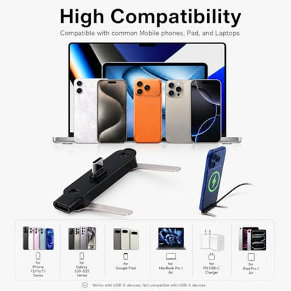 240W USB C to USB C Invisible Charging Cable with Foldable Stand - color: Black,3Pcs