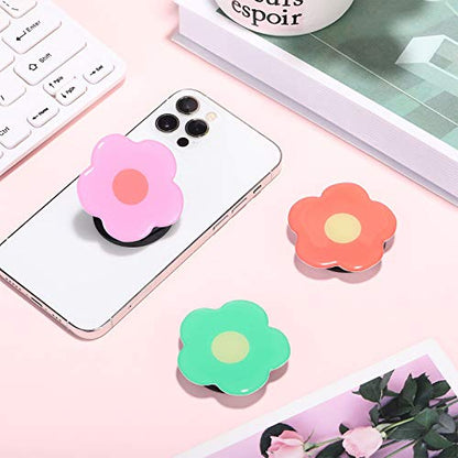 Weewooday 3 Pcs Phone Grip Holder Daisy Flower Collapsible Finger Phone Expand Holder Self Adhesive Cute 2D Grip Multi Functional Foldable Stand for Smartphone Cellphone Tablet Accessory, 3 Colors