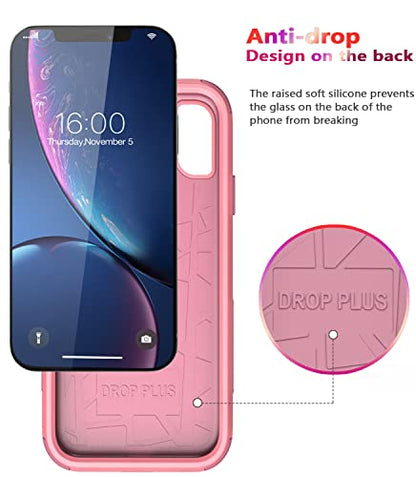 Diverbox for iPhone Xr Case [Shockproof] [Dropproof] [Dust-Proof],Heavy Duty Protection Phone Case Cover for Apple iPhone XR (Pink) - color: Pink-3in1