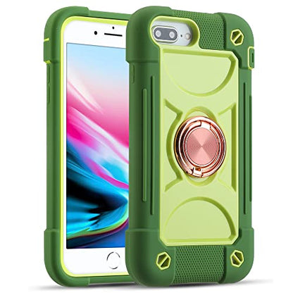MARKILL Compatible with iPhone 8 Plus/6 Plus Case,iPhone 7 Plus case/iPhone 6S Plus Case 5.5 Inch with Ring Stand, Heavy-Duty Military Grade Shockproof Phone Cover. Avocado - color: Avocado, size: iPhone 8 Plus/iPhone 7 Plus/6S Plus/6 Plus 5.5"